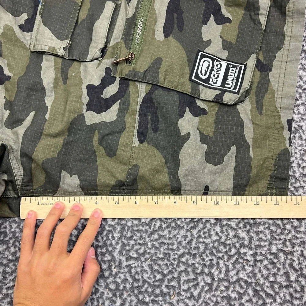 Ecko Unltd Cargo Shorts Men 44 Camo Green Ripstop Belted Hip Hop Cotton New